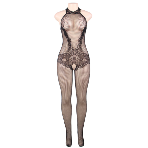 QUEEN LINGERIE LACE E FISHNET TURTLENECK BODYSTOCKING SL - Image 4