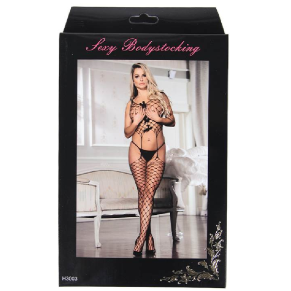 QUEEN LINGERIE CROP TOP SUSPENDER FISHNET BODYSTOCKING SL - Image 7