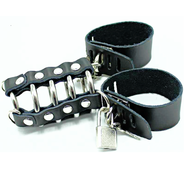 OHMAMA FETICHE - GAIOLA PARA PÊNIS COM ANÉIS DE METAL E ALÇAS DE COURO - Image 2