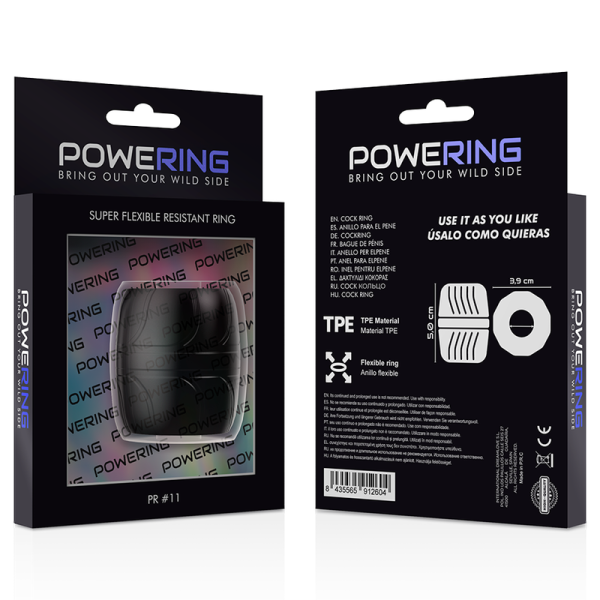 POWERING - ANEL PARA O PÉNIS SUPER FLEXÍVEL E RESISTENTE 5 CM PR11 PRETO - Image 7