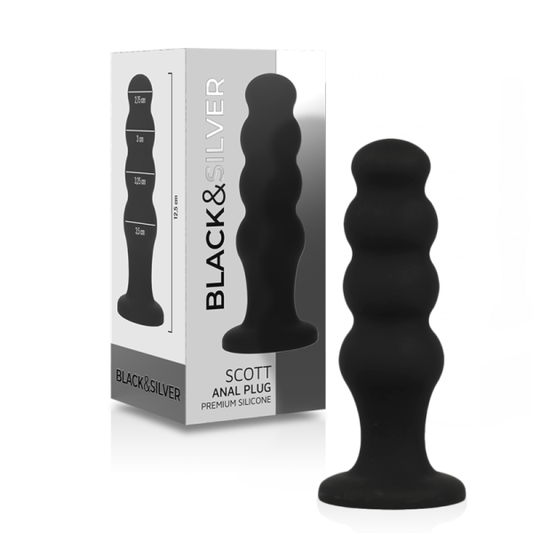 BLACK&SILVER - PLUG ANAL DE SILICONE SCOTT PREMIUM PRETO - Image 2