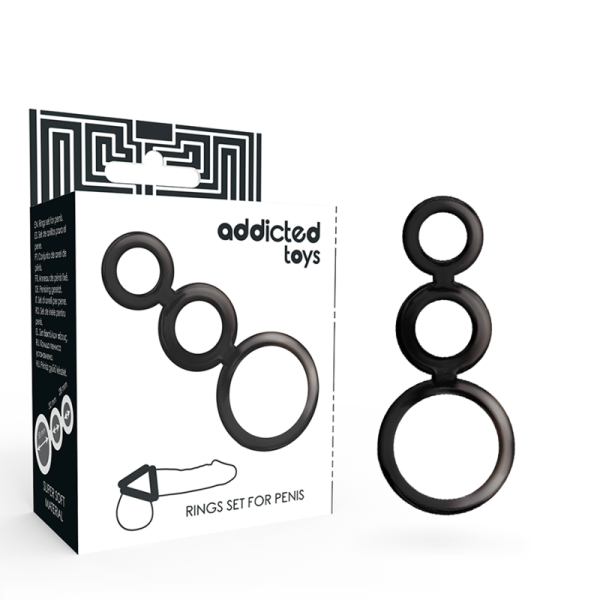 ADDICTED TOYS SET  ANILLOS PENE Y TESTICULOS - AHUMADO