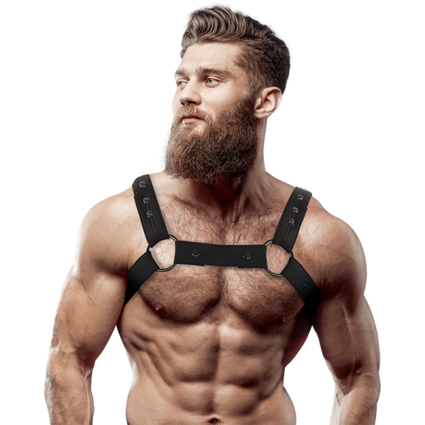 FETISH SUBMISSIVE ATTITUDE - ARNÊS ESPORTIVO DE PEITO DE NEOPRENE AJUSTÁVEL PARA HOMENS