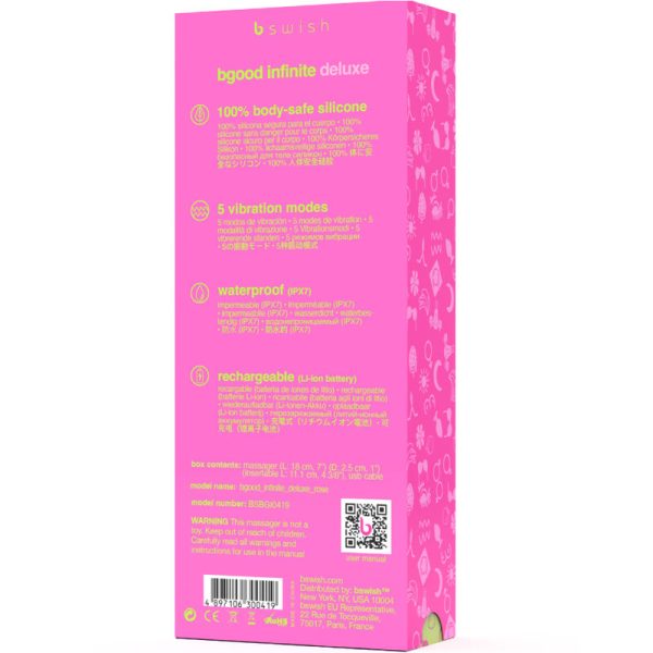 B SWISH - BGOOD INFINITE DELUXE VIBRADOR RECARGABLE SILICONA ROSA - Image 5