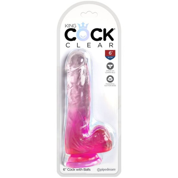 KING COCK CLEAR - PÊNIS REALISTA COM BOLAS 13,5 CM ROSA - Image 2