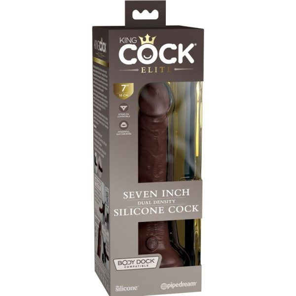 KING COCK ELITE - DILDO DE SILICONE REALÍSTICO 17,8 CM CASTANHO - Image 5