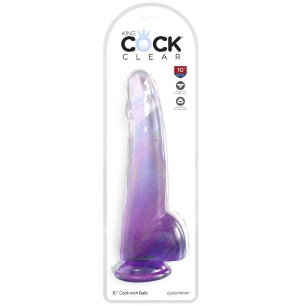 KING COCK CLEAR - DILDO COM TESTÍCULOS 19 CM ROXO - Image 2