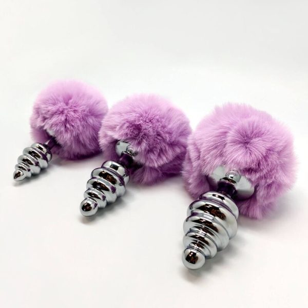 ALIVE - PLUG PRAZER ANAL ESPIRAL METAL FLUFFY VIOLETA TAMANHO M - Image 3