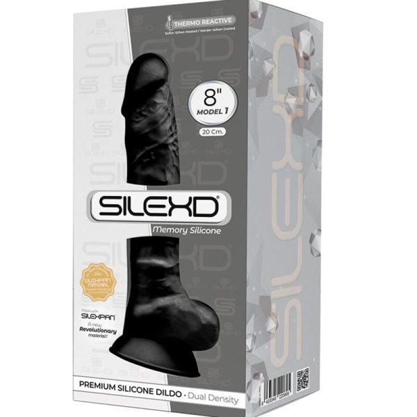 SILEXD - MODELO 1 PÊNIS REALÍSTICO PREMIUM SILEXPAN SILICONE PRETO 20 CM - Image 2