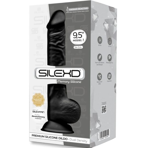 SILEXD - MODELO 1 PÊNIS REALÍSTICO PREMIUM SILEXPAN SILICONE PRETO 24 CM - Image 3