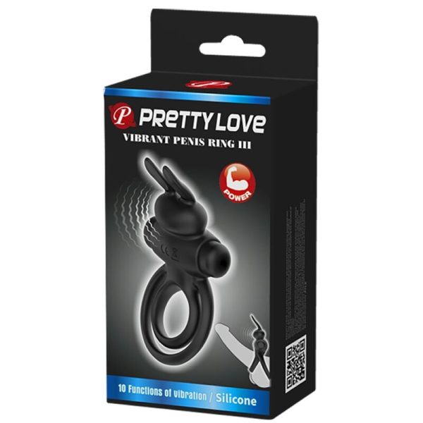 PRETTY LOVE - VIBRADOR III ANEL DE COELHO PARA PÊNIS PRETO - Image 9