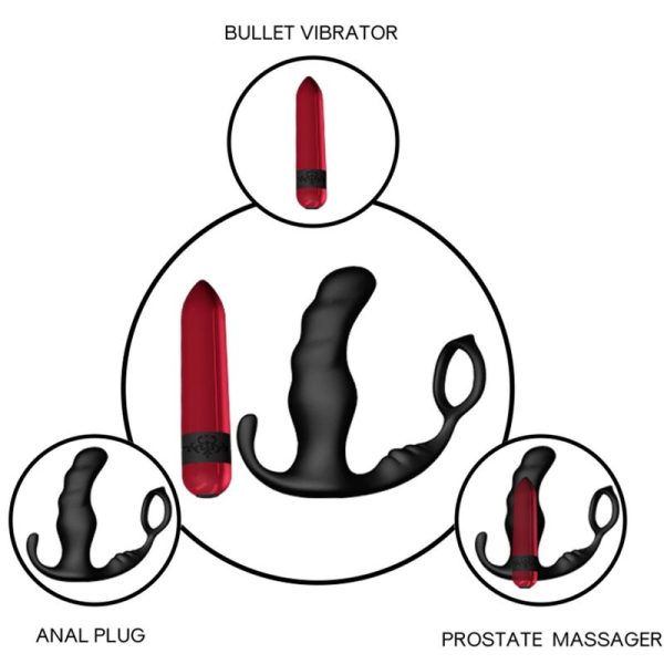 ARMONY - KNIGHT VIBRADOR ANAL PRÓSTATA E ANEL CONTROLE REMOTO PRETO - Image 3