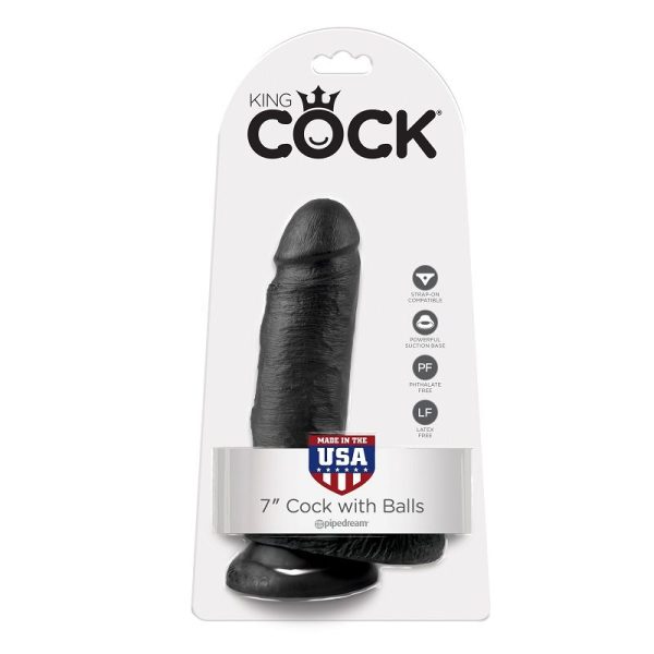 KING COCK 7" GALO PRETO COM BOLAS 17,8 CM