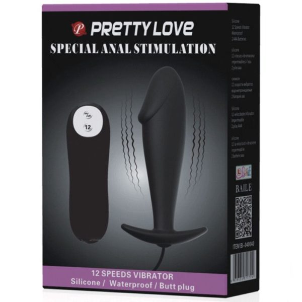 PRETTY LOVE PLUG ANAL SILICONA FORMA PENE Y 12 MODOS VIBRACION - NEGRO - Image 7