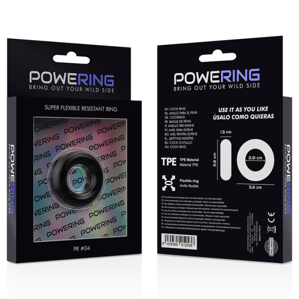 POWERING - ANEL PARA PÊNIS SUPER FLEXÍVEL E RESISTENTE 3,8CM PR04 PRETO - Image 12