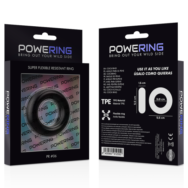 POWERING- ANEL PARA PÊNIS SUPER FLEXÍVEL E RESISTENTE 5,5CM PR06 PRETO - Image 12