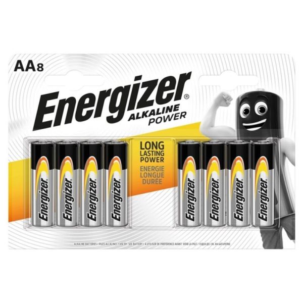 ENERGIZADOR POTÊNCIA BATERIA ALCALINA AA LR6 8 UNIDADE