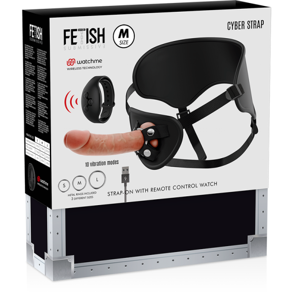 FETISH SUBMISSIVE CYBER STRAP - ARNÊS COM TECNOLOGIA DILDO WATCHME M DE CONTROLE REMOTO - Image 14