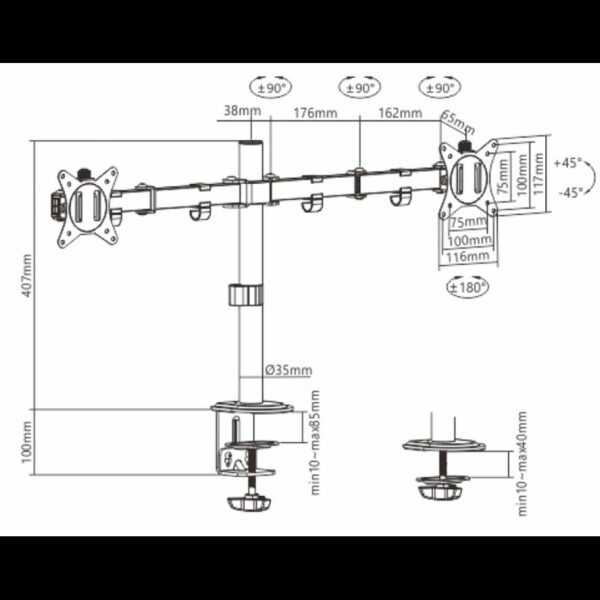SOPORTE GEMBIRD 2 PANTALLAS PC