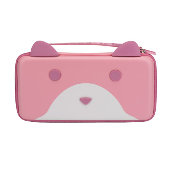 FR-TEC Funda de Transporte Tanooki Bag Ears para Nintendo Switch - Diseño Rompedor con Orejas y Logo - Interior de Terciopelo - Olor a Fresa Duradero - Incluye Caja de Almacenamiento - Soporte para Consola - Color Rosa
