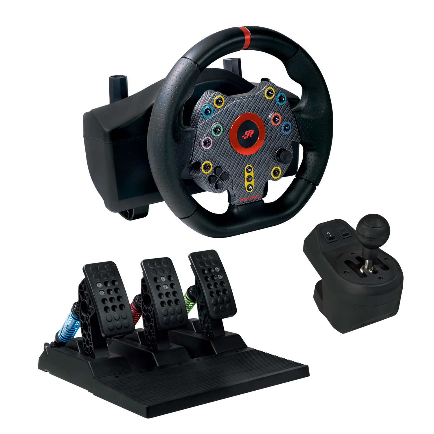 FR-TEC Grand Chelem Racing Wheel Juego de Volante de Carreras + Pedales + Palanca de Cambios - Angulo de Direccion de 270º - Compatible con PS4, Xbox Series X/S, One y PC - Color Negro