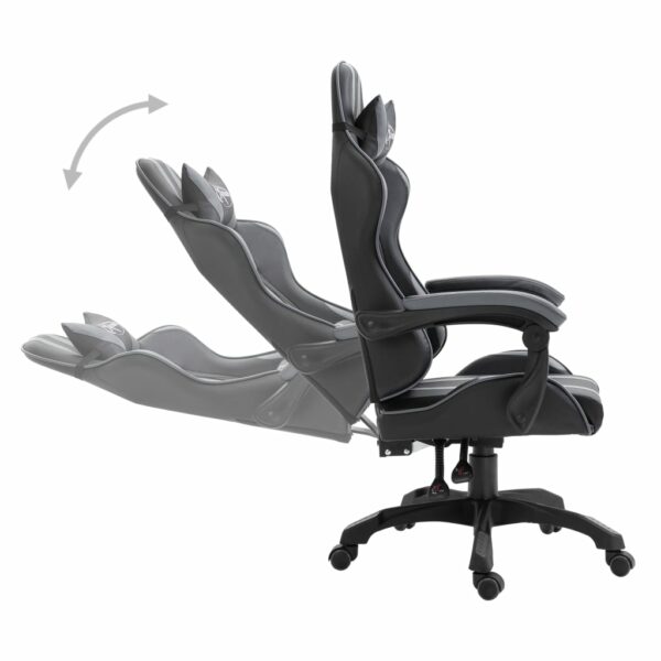 Cadeira de gaming couro artificial cinzento - Image 3