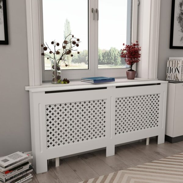 Coberturas de radiador 2 pcs 172x19x81,5 cm MDF branco - Image 2