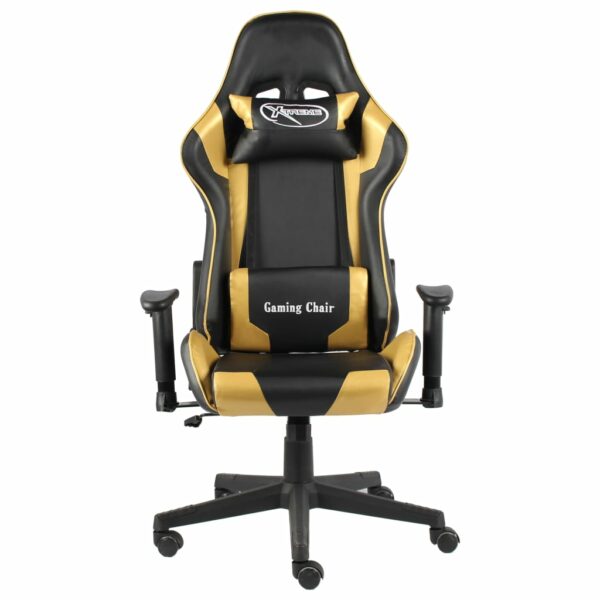 Cadeira de gaming giratória PVC dourado - Image 2