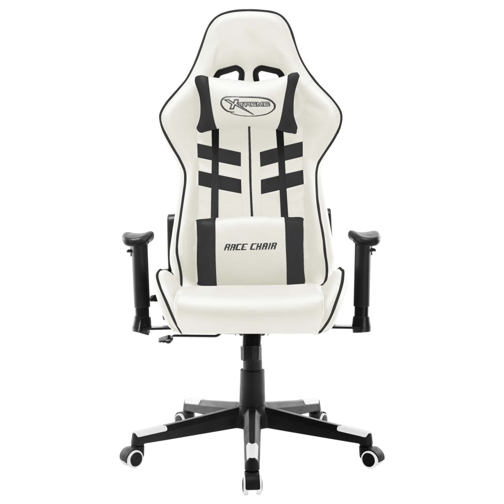 Cadeira de gaming couro artificial branco e preto - Image 2