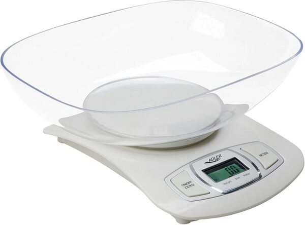 BASCULA DE COCINA ADLER CON RECIPIENTE 5KG 1.5L