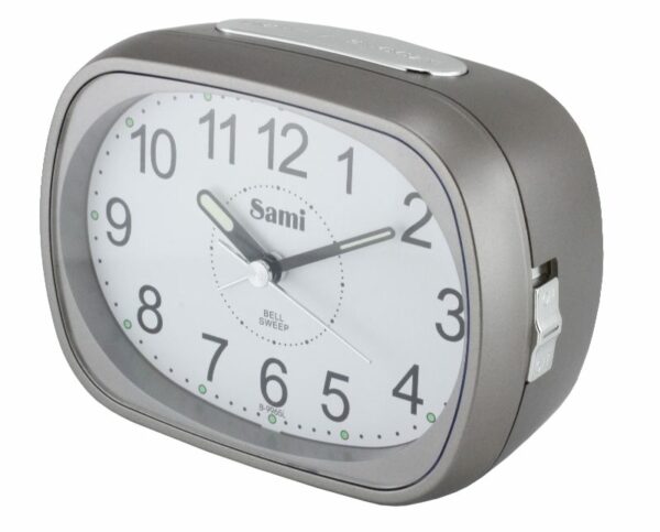 DESPERTADOR SAMI MED.OVAL LED SILENC.CAMPANA PLATA OSCURO