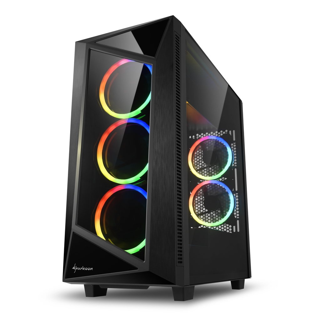 Caja atx sharkoon rev200 2xusb3.0 rgb sin fuente negro
