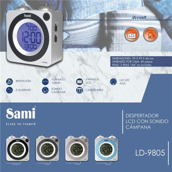DESPERTADOR SAMI LCD CUAD LUZ EL SONIDO CAMPANA