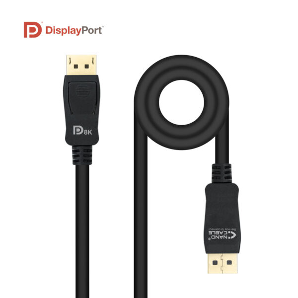 Cable nanocable displayport 1.4 certificado vesa dp - m - dp - m negro 1.0m