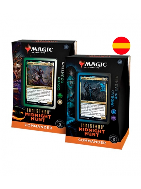 Juego de cartas caja de cartas wizards of the coast magic the gathering commander display innistrad midnight hunt 4 mazos español