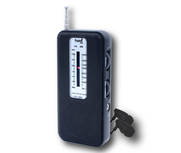 RADIO SAMI 2 BANDAS BOLSILLO VERTICAL NEGRO C/AURICULARES