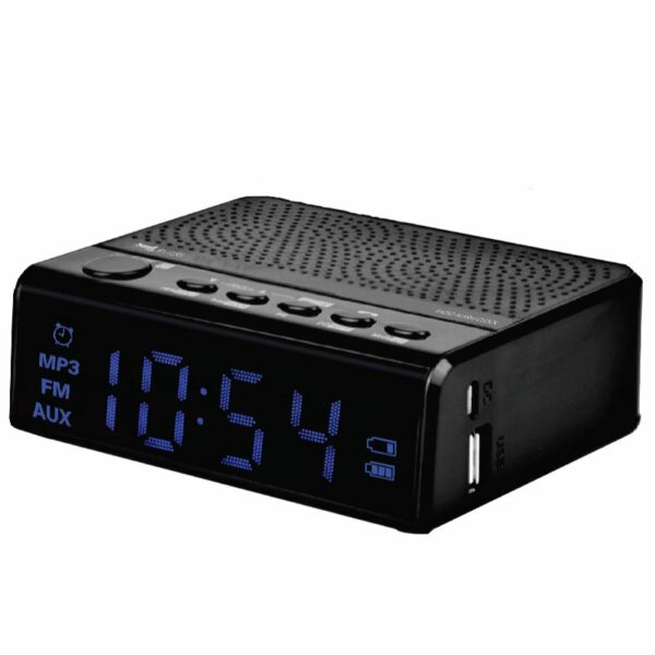 RADIO RELOJ SAMI DESP.BAT.RECARG.USB/MI NEGRO/AZUL