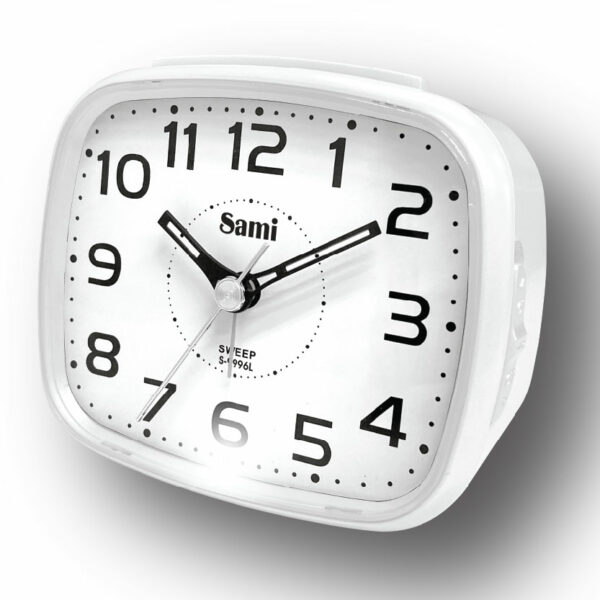 DESPERTADOR SAMI MED.ESF. BCA. C/NUMEROS LUZ SUPEPRLED BLANCO