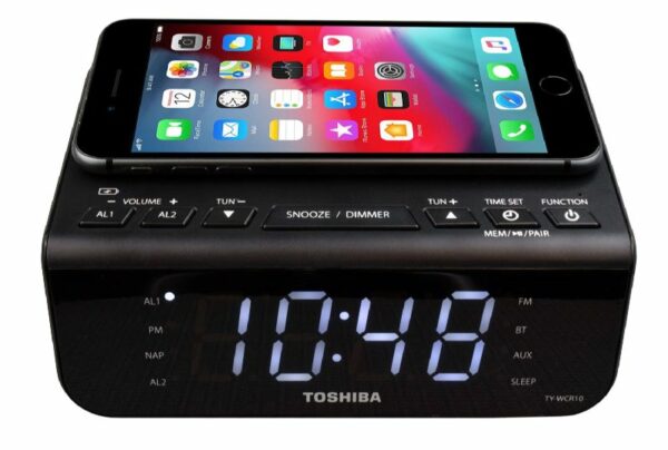 RADIO RELOJ TOSHIBA CON CARGA Qi 10W INALÁMBRICA