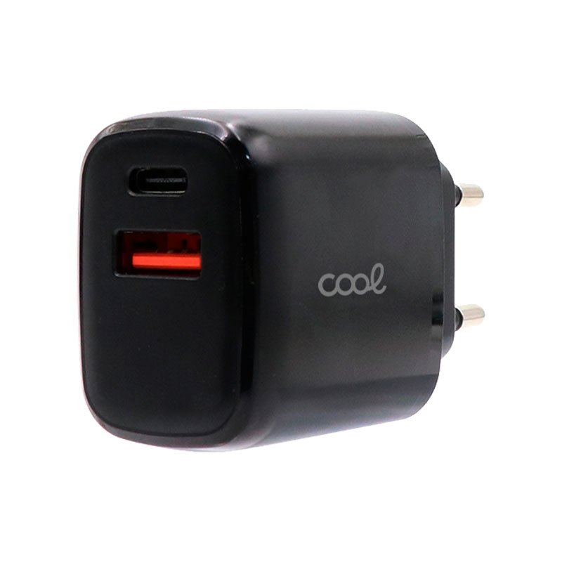 Cargador Red Universal Fast Charger (PD) Dual Tipo-C / USB COOL (20W) Negro - Image 2