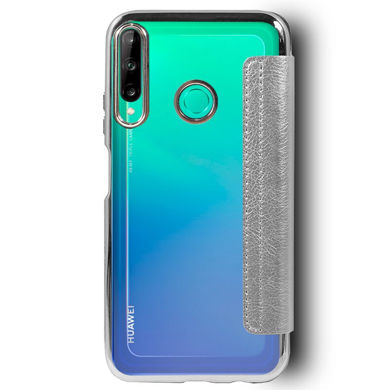 Funda COOL Flip Cover para Huawei P40 Lite E Leather Plata - Image 2