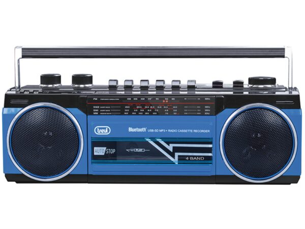 RADIO GRABADORA PORTÁTIL USB SD BLUETOOTH CASSETTE TREVI RR 501 BT AZUL