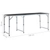 Mesa de campismo dobrável 180x60 cm alumínio cinzento - Image 9