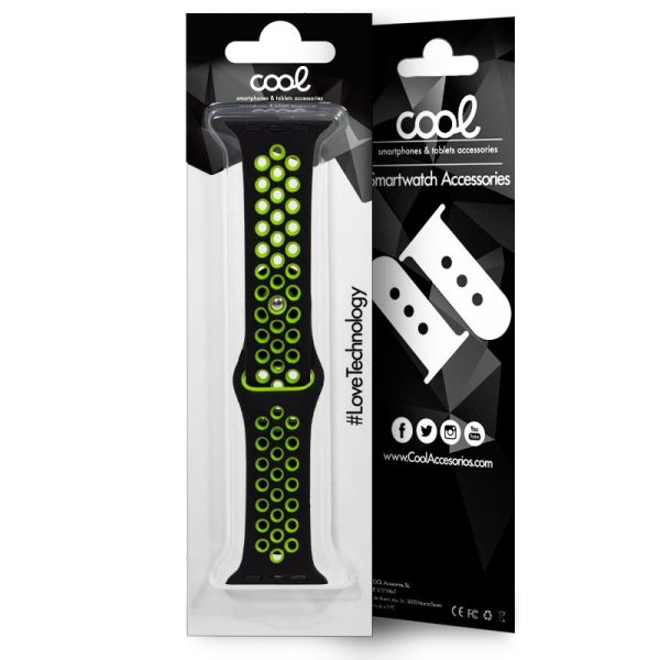 Correa COOL para Apple Watch Series 1 / 2 / 3 / 4 / 5 / 6 / 7 / 8 / SE (38 / 40 / 41 mm) Sport Negro - Image 2