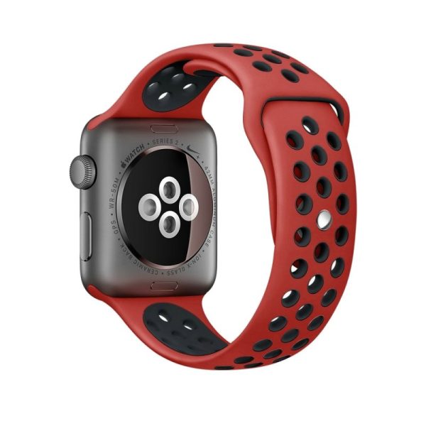 Correa COOL para Apple Watch Series 1 / 2 / 3 / 4 / 5 / 6 / 7 / 8 / SE (42 / 44 / 45 mm) Sport Rojo-Negro - Image 3