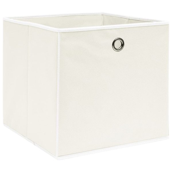 Caixas de arrumação 4 pcs 32x32x32 cm tecido branco - Image 2