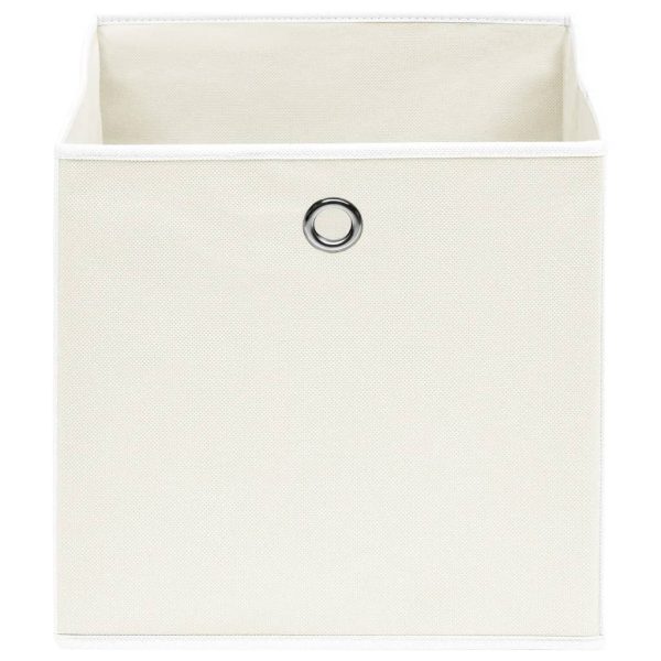 Caixas de arrumação 4 pcs 32x32x32 cm tecido branco - Image 3