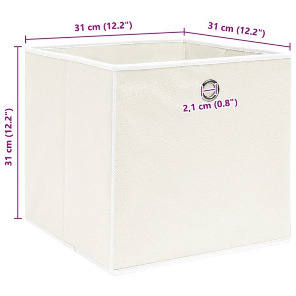 Caixas de arrumação 4 pcs 32x32x32 cm tecido branco - Image 5