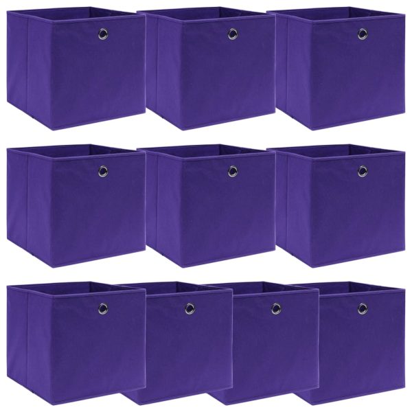 Caixas de arrumação 10 pcs 32x32x32 cm tecido roxo