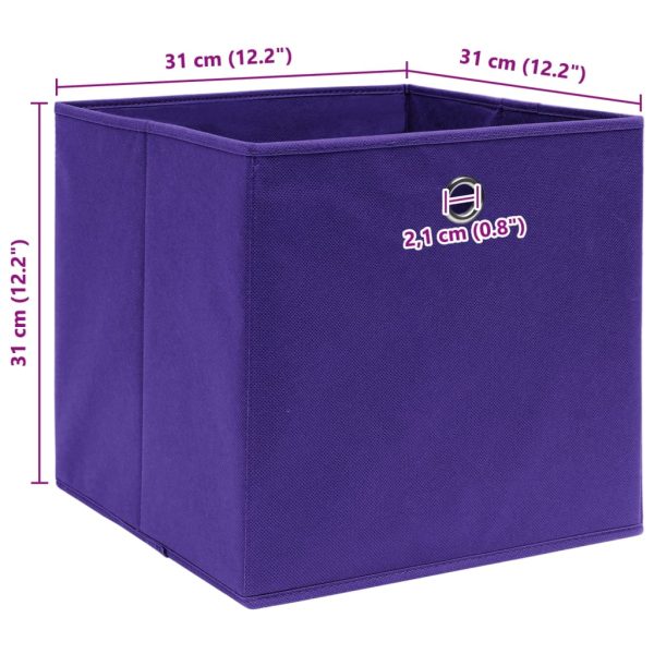 Caixas de arrumação 10 pcs 32x32x32 cm tecido roxo - Image 5